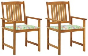 Cadeiras de jardim com almofadões 2 pcs acácia maciça
