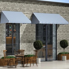 vidaXL Toldo bistrô 300x120 cm azul e branco