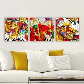 Pintura Decorativa em Tela 3P10478 – Multicolor – 30 x 30 cm (3 Peças)