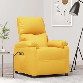 vidaXL Poltrona elevatória de massagens tecido amarelo
