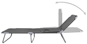 Espreguiçadeira dobrável com encosto ajustável cinzento