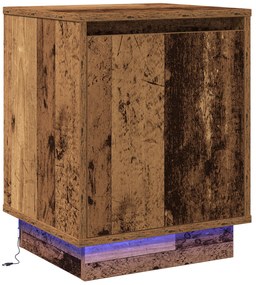 Cômodas de Canto com Luzes LED 2 pcs Madeira Velha 39x34,5x50 cm