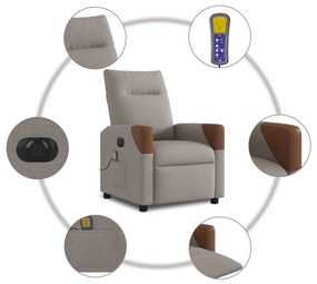Poltrona reclinável massagens elétrica tecido cinza-acastanhado