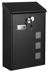 Caixa de correio moderna SONGMICS, caixa de correio de parede, núcleo de cobre com tampa giratória, janelas de visualização, placa de identificação, fácil de instalar, preta GMB031B02