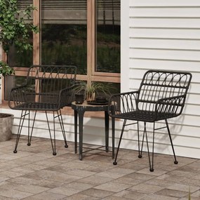 319427 vidaXL Cadeiras jardim c/ apoio braços 2 pcs 56x64x80 cm vime PE preto
