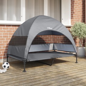 vidaXL Cama Elevada para Cães com Teto Removível Cinzento Claro XL Aço