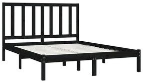 Estrutura cama casal pequena 4FT 120x190 cm pinho maciço preto