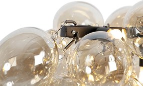 Candeeiro de suspensão inteligente preto com vidro âmbar incl. 8 G9 WiFi - Uvas