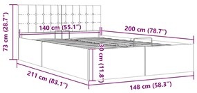Cama hidráulica c/ arrumação 140x200cm tecido cinza-escuro