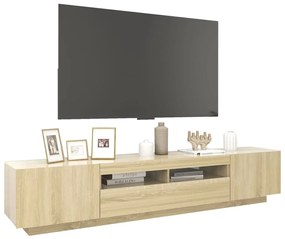 Móvel de TV com luzes LED 200x35x40 cm carvalho sonoma