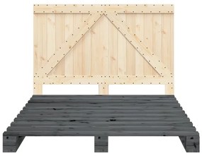 Estrutura de cama com cabeceira 140x200 cm pinho maciço cinza