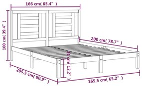 Cama sem colchão 160x200 cm madeira de pinho maciça branco