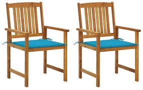 vidaXL Cadeiras de jardim com almofadões 2 pcs acácia maciça