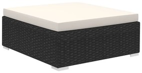 6 pcs conjunto lounge de jardim c/ almofadões vime PE preto