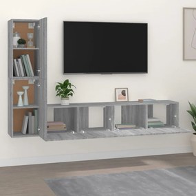 Conjunto móveis de TV 4 pcs madeira processada sonoma cinza