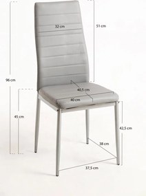 Pack 4 Cadeiras Lauter Couro Sintético - Cinza claro