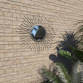 vidaXL Espelho de parede para jardim raios de sol  60 cm preto
