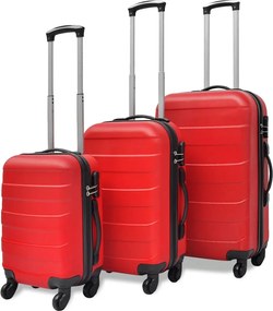 vidaXL Conjunto de tróleis estojo rígido 3 pcs 45,5/55/66 cm vermelho