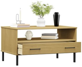 Mesa centro c/ pernas de metal 85x50x45cm OSLO madeira castanho