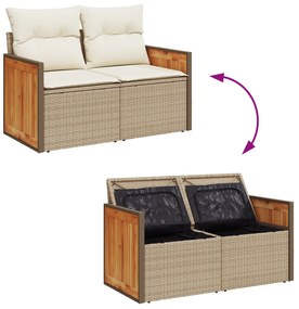 Conjunto de Sofá de Jardim vidaXL 10 Peças com Almofadas Bege Vime Pol