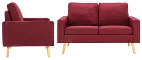 vidaXL 2 pcs conjunto de sofás tecido vermelho tinto