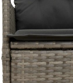 7 pcs conjunto de jantar p/ jardim c/ almofadões vime PE cinza