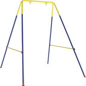 AIYAPLAY Estrutura de Baloiço Infantil Dobrável Estrutura Metálica para 1 Baloiço com 2 Ganchos 4 Estacas 128x155x157 cm Azul | Aosom Portugal