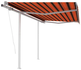 Toldo retrátil automático com postes 3x2,5 m laranja e castanho