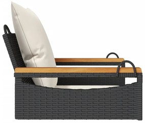 Banco baloiço com almofadões 63x62x40 cm vime PE preto