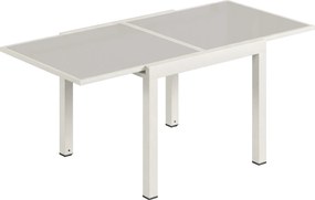 Outsunny Mesa Extensível em Alumínio para Exterior, Tampo em Vidro Temperado, Branco Creme. | Aosom Portugal