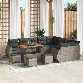 Conjunto de Sofá de Jardim vidaXL de 13 peças com Almofadas Cinza Ratt