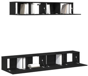 Conjunto de Estante para TV 4 Peças VidaXL Preto Madeira Engineered