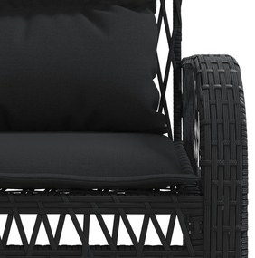 4 pcs conjunto de sofás para jardim c/ almofadões vime PE preto