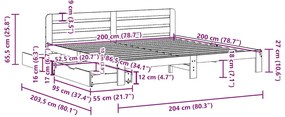 Cama sem colchão 200x200 cm pinho maciço castanho-mel