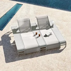 Conjunto De 2 Espreguiçadeiras Reclináveis E 3 Mesas Auxiliares Em Aço Marietta Branco - Sklum