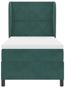 Cama Box com Colchão Verde Escuro, 90x200 cm, em Veludo