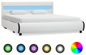 284970 vidaXL Estrutura de cama com LED 160x200 cm couro artificial branco