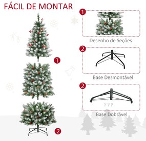 HOMCOM Árvore de Natal Nevada Artificial 180cm com 300 Luzes LED Branc