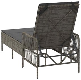 Espreguiçadeira Cinza e cinza escuro Vime PE 157 x 55 x 92 cm