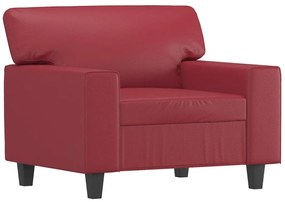 Poltrona com apoio de pés 60 cm couro artificial vermelho tinto