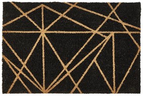 Tapete de entrada com padrão geométrico em fibra de coco preta 40 x 60 cm KISOKOMA Beliani