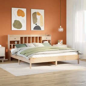 vidaXL Cama com estante sem colchão 180x200 cm pinho maciço