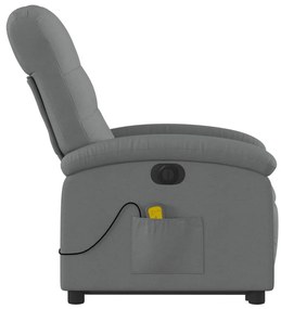 Poltrona elétrica elevatória massagens tecido cinzento-escuro