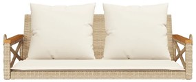 Banco baloiço com almofadões 109x62x40 cm vime PE bege