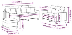 3 pcs conjunto de sofás com almofadões tecido cinza-acastanhado