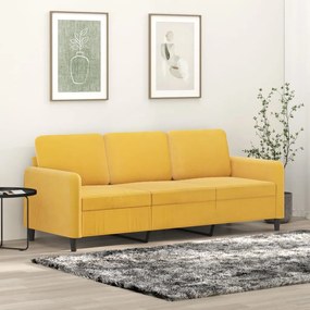 vidaXL Sofá de 3 lugares 180 cm veludo amarelo