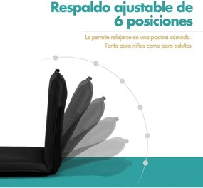 Poltrona reclinável com apoio para as costas almofadado e ajustável Ideal para ler meditar 98 x 47 x 7,5 cm Preto