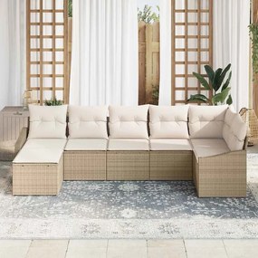 Conjunto de Sofá de Jardim de 7 Peças com Almofadas em Rattan Sintétic