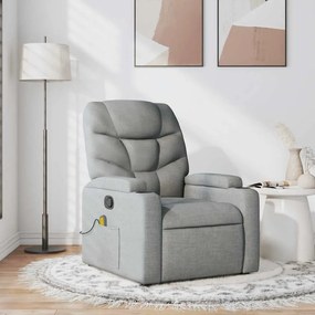 Poltrona de massagens reclinável tecido cinzento-claro