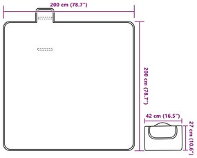 Manta de piquenique dobrável 200x200 cm veludo xadrez multicor